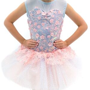 Weissman Blue and Pink Floral Ballet Dance Costume